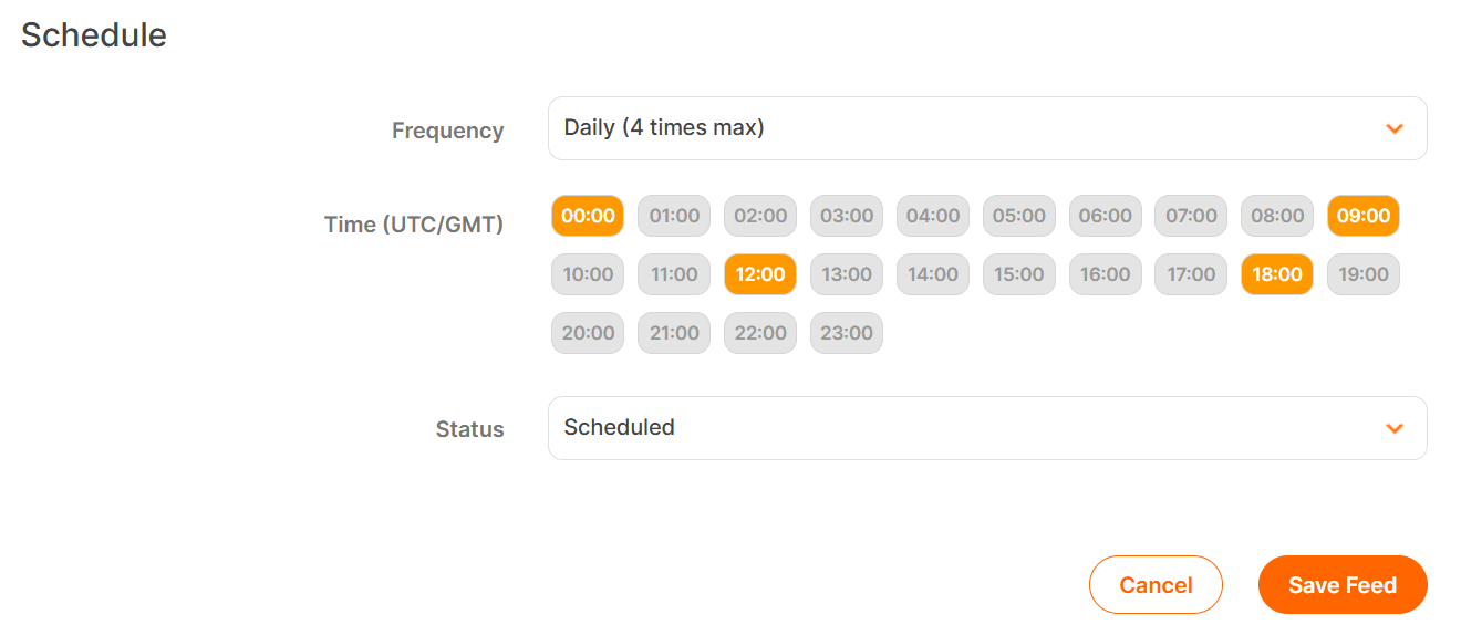 How to edit feed's fetch schedule in Awin