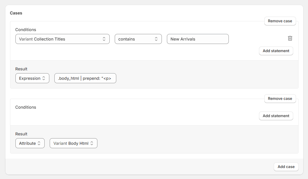 How to create a dynamic condition with multiple cases
