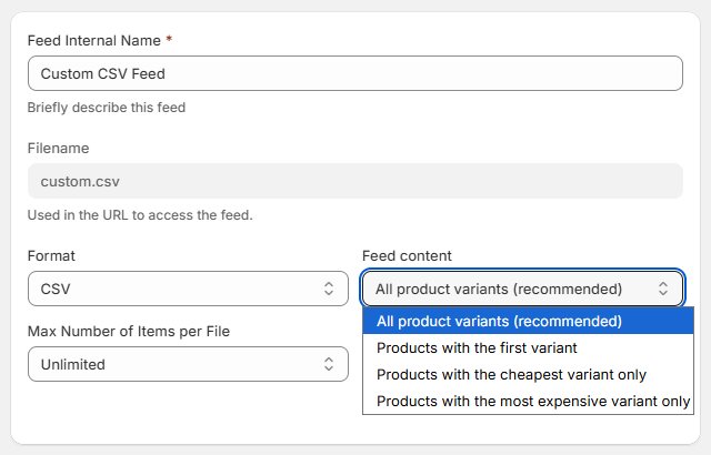 Where to find feed's context (content type)