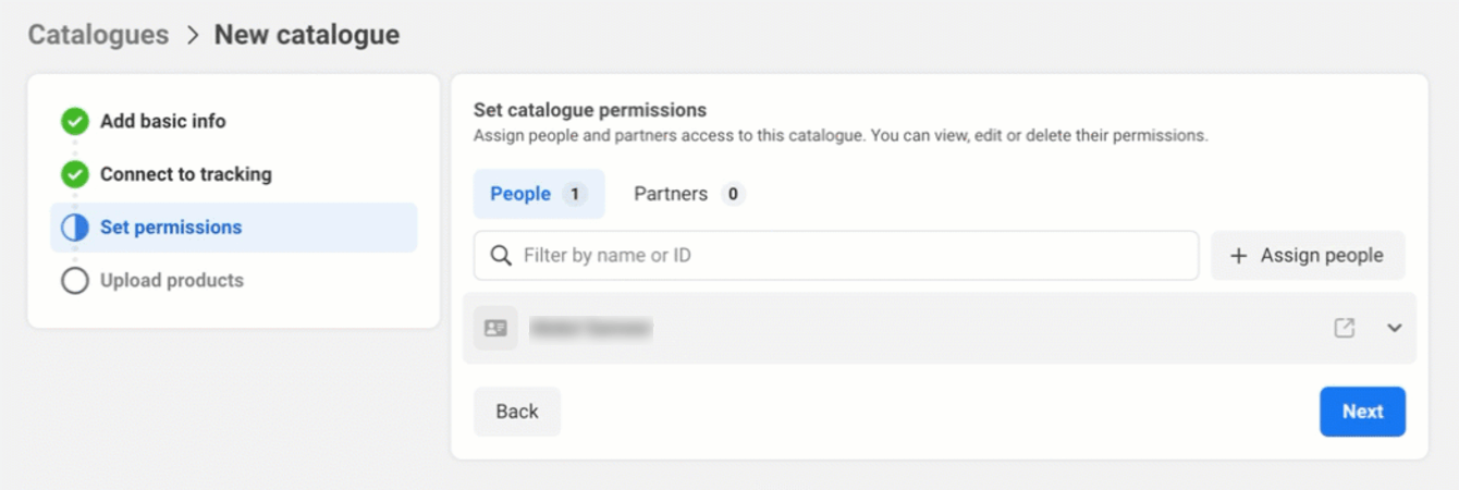 How to create a new Facebook catalog (access permissions)