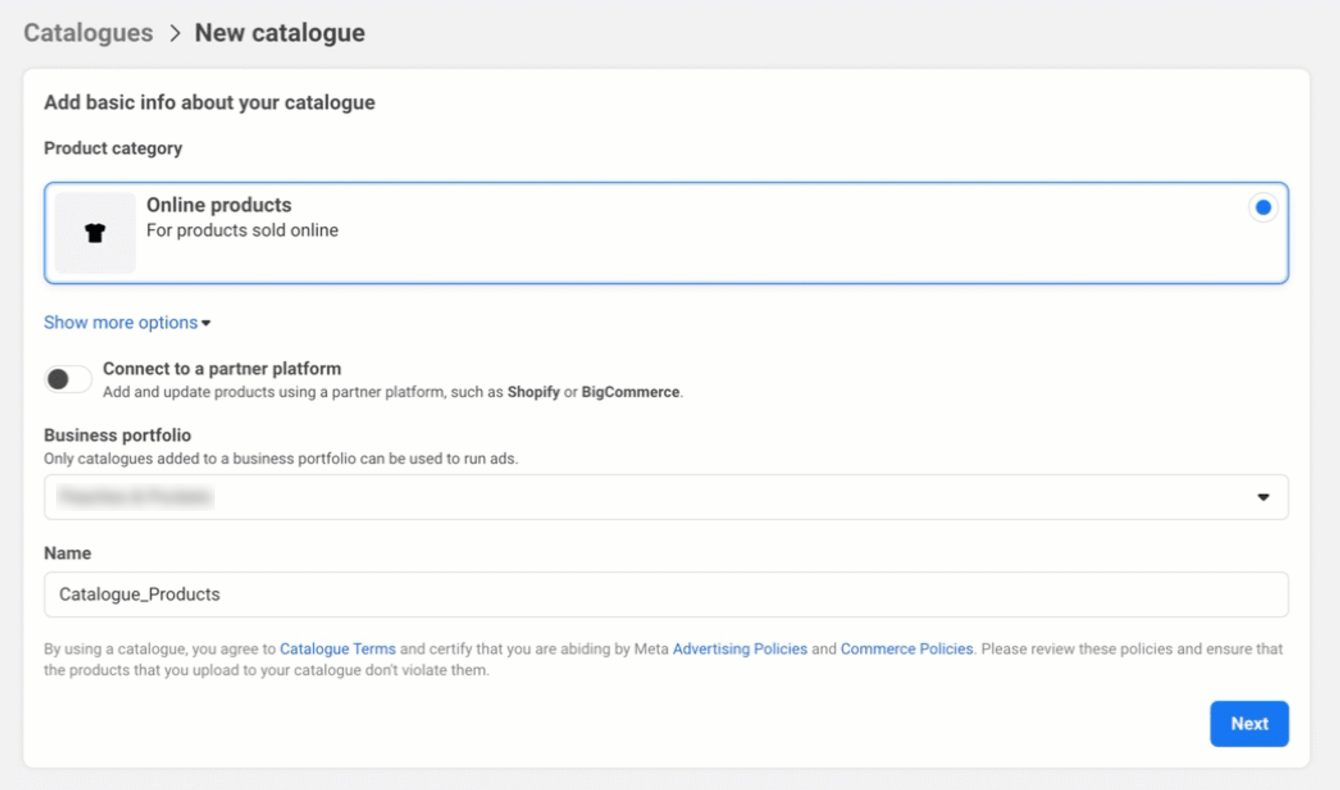 How to create a new Facebook catalog (basic settings)