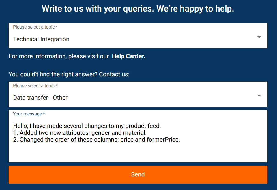 How to ask idealo to update an existing feed