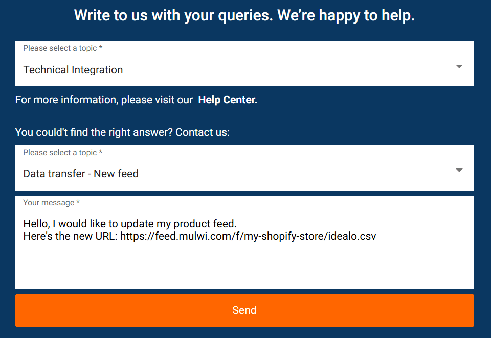 How to ask idealo to connect a new feed